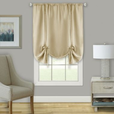 Kate Aurora Shabby Linen Farmhouse Sheer Flax Curtain Tie Up Window Shade - 42 in. W x 63 in. L, Toast. View a larger version of this product image.