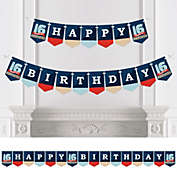 Big Dot of Happiness Boy 16th Birthday - Sweet Sixteen Birthday Party Bunting Banner - Birthday Party Decorations - Happy Birthday