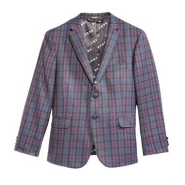 DKNY Big Boy's Plaid Print Jacket Gray Size 12. View a larger version of this product image.