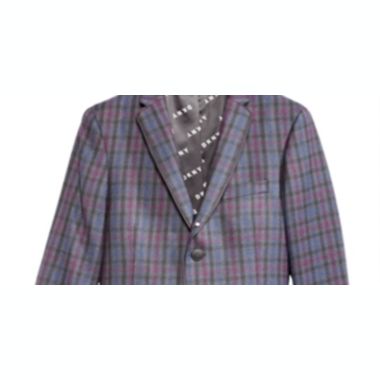 DKNY Big Boy's Plaid Print Jacket Gray Size 12. View a larger version of this product image.