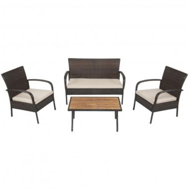 Costway 4 Pieces Patio Rattan Outdoor Conversation Set with Cushions. View a larger version of this product image.