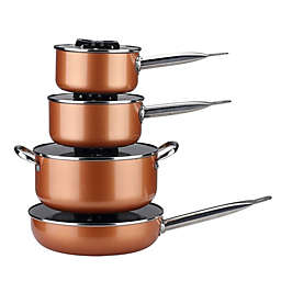 Gourmet Edge Stackable Stainless Steel  Nonstick Cookware Set, Pots W/ Lids (8 Piece)