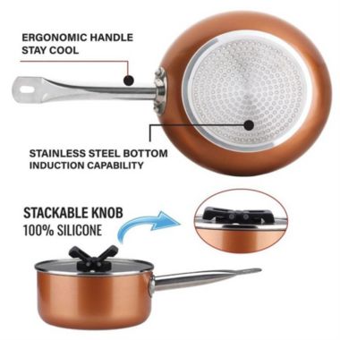 Gourmet Edge Stackable Stainless Steel  Nonstick Cookware Set, Pots W/ Lids (8 Piece). View a larger version of this product image.