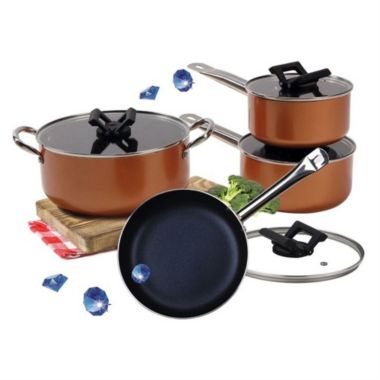 Gourmet Edge Stackable Stainless Steel  Nonstick Cookware Set, Pots W/ Lids (8 Piece). View a larger version of this product image.