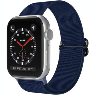 Worryfree Gadgets Stretchy Nylon Band for Apple Watch 38/40/41mm, 42/44/45mm iWatch Series 8 7 6 5 4 3 2 1 &SE - 42/44/45mm - Dark Blue. View a larger version of this product image.