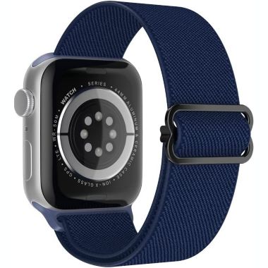Worryfree Gadgets Stretchy Nylon Band for Apple Watch 38/40/41mm, 42/44/45mm iWatch Series 8 7 6 5 4 3 2 1 &SE - 42/44/45mm - Dark Blue. View a larger version of this product image.