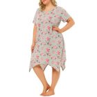Alternate image 0 for Agnes Orinda Women's Plus Floral Nightgown Cute Irregular Sleep Dress, Polyester Asymmetricial Hem Sleepwear Nightdress Gown Dress, Gray, 4X