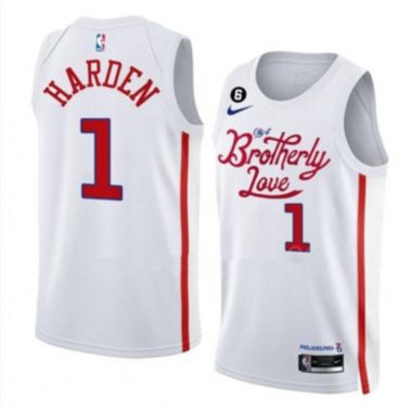 Mens James Harden  Philadelphia 76ers Nike 2022-23 City Edition Swingman Jersey. View a larger version of this product image.