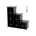 Alternate image 1 for SONGMICS Cube Storage Organizer, 6-Cube Closet Storage Shelves, DIY Plastic Closet Cabinet, Modular Bookcase, Storage Shelving for Bedroom, Living Room, Office, Black with Rubber Hammer Black