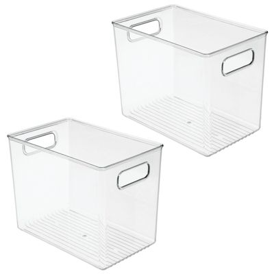 Mdesign Deep Plastic Bathroom Storage Bin With Handles, 10 Long