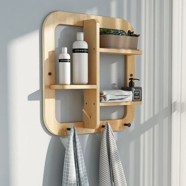Stock Preferred Wall-Mounted Square Wooden Floating Hanging Shelves. View a larger version of this product image.