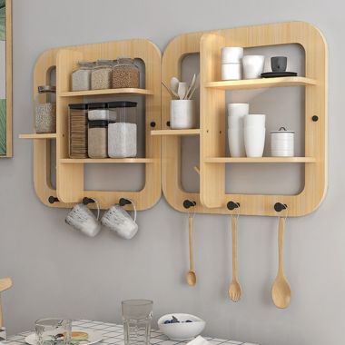 Stock Preferred Wall-Mounted Square Wooden Floating Hanging Shelves. View a larger version of this product image.