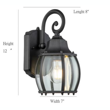 ELE Light & Decor Ares Black Outdoor Hardwired Wall Lantern Sconce with No Bulbs Included. View a larger version of this product image.