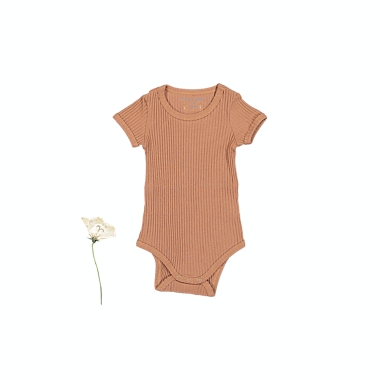 Lovely Littles The Sea Rose Short Sleeve Onesies - Clay - 3m. View a larger version of this product image.