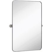 Hamilton Hills Polished Silver Metal Surrounded Round Pivot Mirror   Adjustable Moving & Tilting Wall Mirror Adjustable 24" x 36"