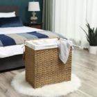 Alternate image 3 for SONGMICS Handwoven Laundry Basket with Lid, 110L Synthetic Rattan Divided Clothes Hamper with Handles, Foldable, 2 Sections Removable Liner Bag, Stable Iron Frame, Natural