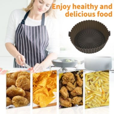 Stock Preferred Reusable Air Fryer Liners for Baking in 6.5" Dark Gray. View a larger version of this product image.