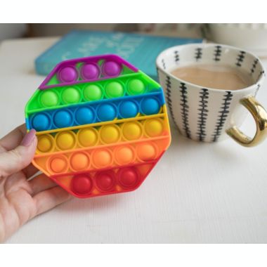 Pop Toy Silicone Bubble Popping Game, Rainbow Octagon   Push Pop Fidget Sensory Toy For Special Needs, ADD, ADHD   Anxiety And Stress Relief Game, Novelty Gift for Kids. View a larger version of this product image.