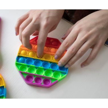 Pop Toy Silicone Bubble Popping Game, Rainbow Octagon   Push Pop Fidget Sensory Toy For Special Needs, ADD, ADHD   Anxiety And Stress Relief Game, Novelty Gift for Kids. View a larger version of this product image.