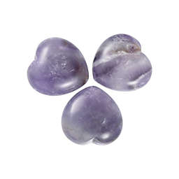 Unique Bargains 3 Pieces Purple Amethyst Faux Crystals Polished Heart Love Stone Carved Pocket Palm Stone, for Stress Relax Anxiety Stress Relief Meditation, for Lovers