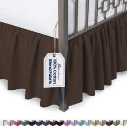 SHOPBEDDING Ruffled Bed Skirt with Split Corners - Full, Brown, 18 Inch Drop Cotton Blend Bedskirt (Available in 14 Colors) - Blissford Dust Ruffle.