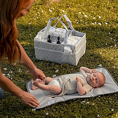 Baby Portable Changing Pad, Diaper Bag, Travel Mat Station by Comfy Cubs (Grey Pattern, Compact). View a larger version of this product image.