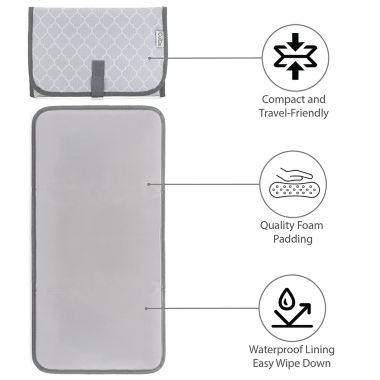 Baby Portable Changing Pad, Diaper Bag, Travel Mat Station by Comfy Cubs (Grey Pattern, Compact). View a larger version of this product image.