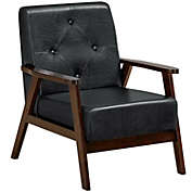 Slickblue Classic Accent Armchair with Rubber Wood Legs and Button