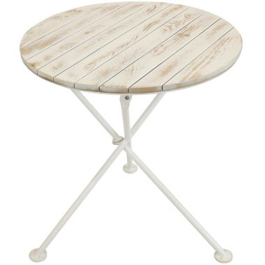 Sunnydaze Indoor/Outdoor French Country Chestnut Wood Folding Round Bistro Table - 28"- White. View a larger version of this product image.
