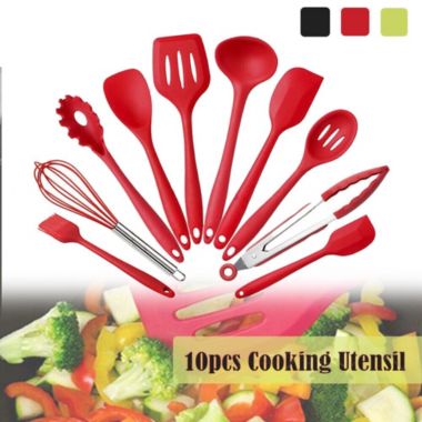 Infinity Merch 10pcs Silicone Cooking Kitchen Utensil Set in Red. View a larger version of this product image.