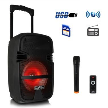 beFree Sound 8 Inch 400 Watt Bluetooth Portable Party PA Speaker System with Illuminating Lights. View a larger version of this product image.