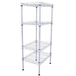 Inq Boutique Rectangle Carbon Steel Metal Assembly 4-Shelf Storage Rack Silver Gray RT