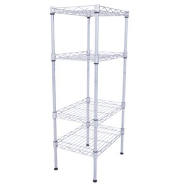 Inq Boutique Rectangle Carbon Steel Metal Assembly 4-Shelf Storage Rack Silver Gray RT. View a larger version of this product image.