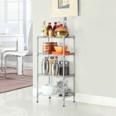 Inq Boutique Rectangle Carbon Steel Metal Assembly 4-Shelf Storage Rack Silver Gray RT. View a larger version of this product image.
