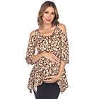 Alternate image 0 for White Mark Women&#39;s Plus Size Maternity Leopard Cold Shoulder Tunic Top