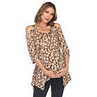 Alternate image 1 for White Mark Women&#39;s Plus Size Maternity Leopard Cold Shoulder Tunic Top