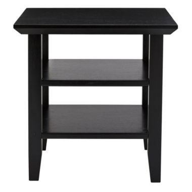 Slickblue Wooden Square End Table with 2 Bottom Shelves, Black. View a larger version of this product image.