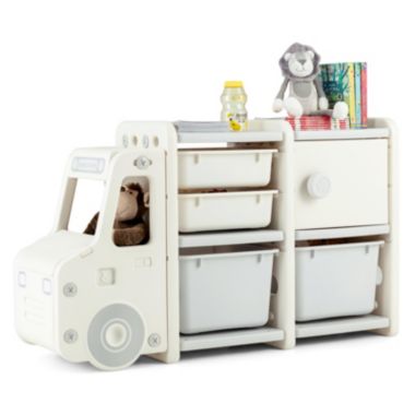 Costway Kids Toy Storage Organizer Toddler Playroom Furniture w/ 2 Large Bins & Drawers. View a larger version of this product image.