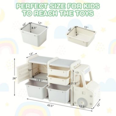 Costway Kids Toy Storage Organizer Toddler Playroom Furniture w/ 2 Large Bins & Drawers. View a larger version of this product image.