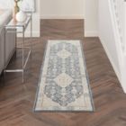 Alternate image 1 for Kathy Ireland Malta Bordered Medallion Indoor Area Rug Blue/Grey 2'2" x 7'7"