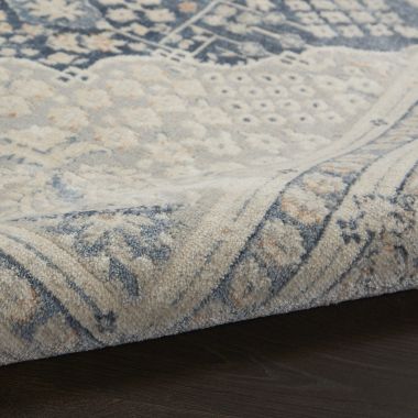 Kathy Ireland Malta Bordered Medallion Indoor Area Rug Blue/Grey 2'2" x 7'7". View a larger version of this product image.