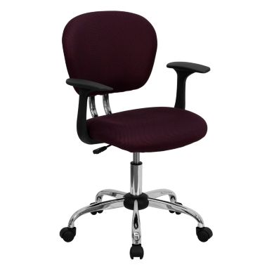 Flash Furniture Beverly Mid-Back Burgundy Mesh Padded Swivel Task Office Chair with Chrome Base and Arms. View a larger version of this product image.
