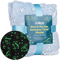 Bollepo Glow in The Dark Throw Blanket, Dinosaurs Design, Soft Fuzzy Plush Fleece Blanket for Boys, Girls, Teens and Toddlers, Birthday Gift for Jurassic Dinosaur Fans, Large 50