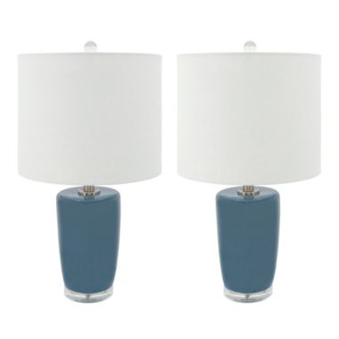 Kingston Living Set of 2 Blue and Shades of White Ceramic Table Lamps 25". View a larger version of this product image.