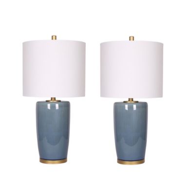 Kingston Living Set of 2 Blue and Shades of White Ceramic Table Lamps 25". View a larger version of this product image.