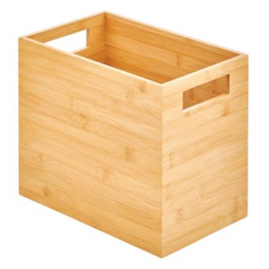 mDesign Small Rectangular Trash Can Wastebasket - Natural Bamboo Wood. View a larger version of this product image.