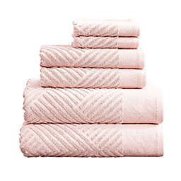 NY Loft Barely Pink 6 Piece Towel Set 100% Cotton Soft Luxury Towel, Textured Bath Towels Hand Towels and Washcloths, Brooklyn Collection