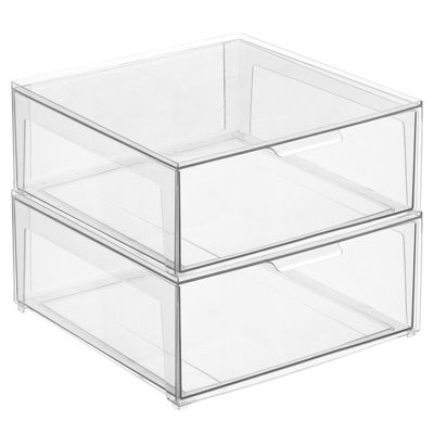 mDesign Plastic Stackable Bedroom Closet Storage Organizer with Drawer