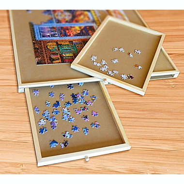 MasterPieces Wooden Jigsaw Puzzle Table - Fits up to 1500 Piece Puzzle - 4 Drawers, Puzzle Board with Plastic Cover - 35" x 27". View a larger version of this product image.