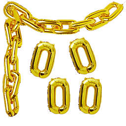 Sparkle and Bash Gold Chain Balloons for 80's and 90's Birthday Party Decorations (16 In, 30 Pieces)